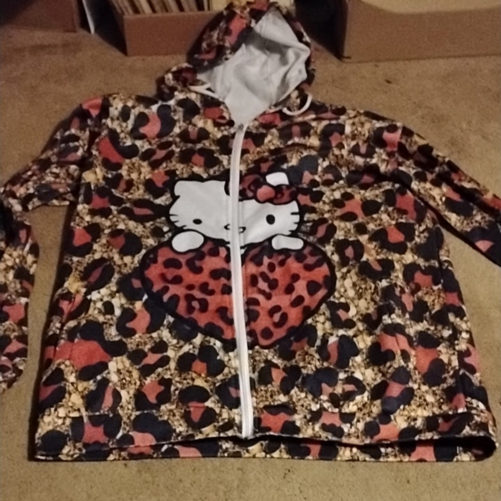 Hello Kitty Leopard Print All Over Zippered XXL Jacket